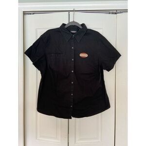 Harley Davidson Women's Black Embroidered Button-Up Shirt Size 1W